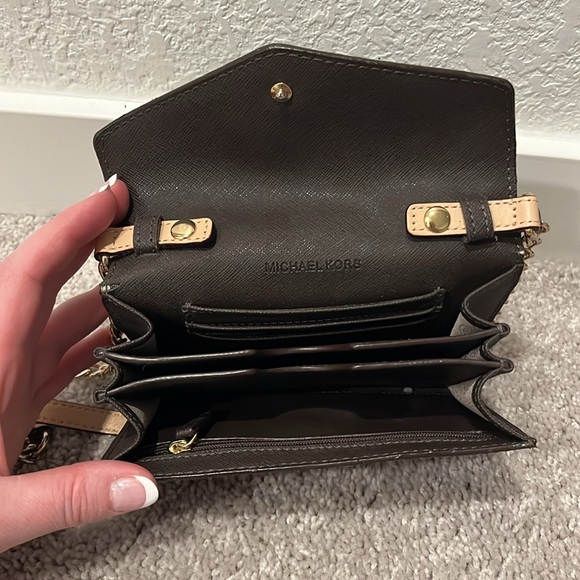 Michael Kors Crossbody Wallet - Chocolate Brown with MK Logo - Picture 4 of 4